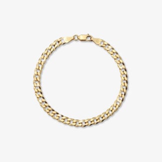 5mm Flat Cuban Link Bracelet Yellow Gold - a