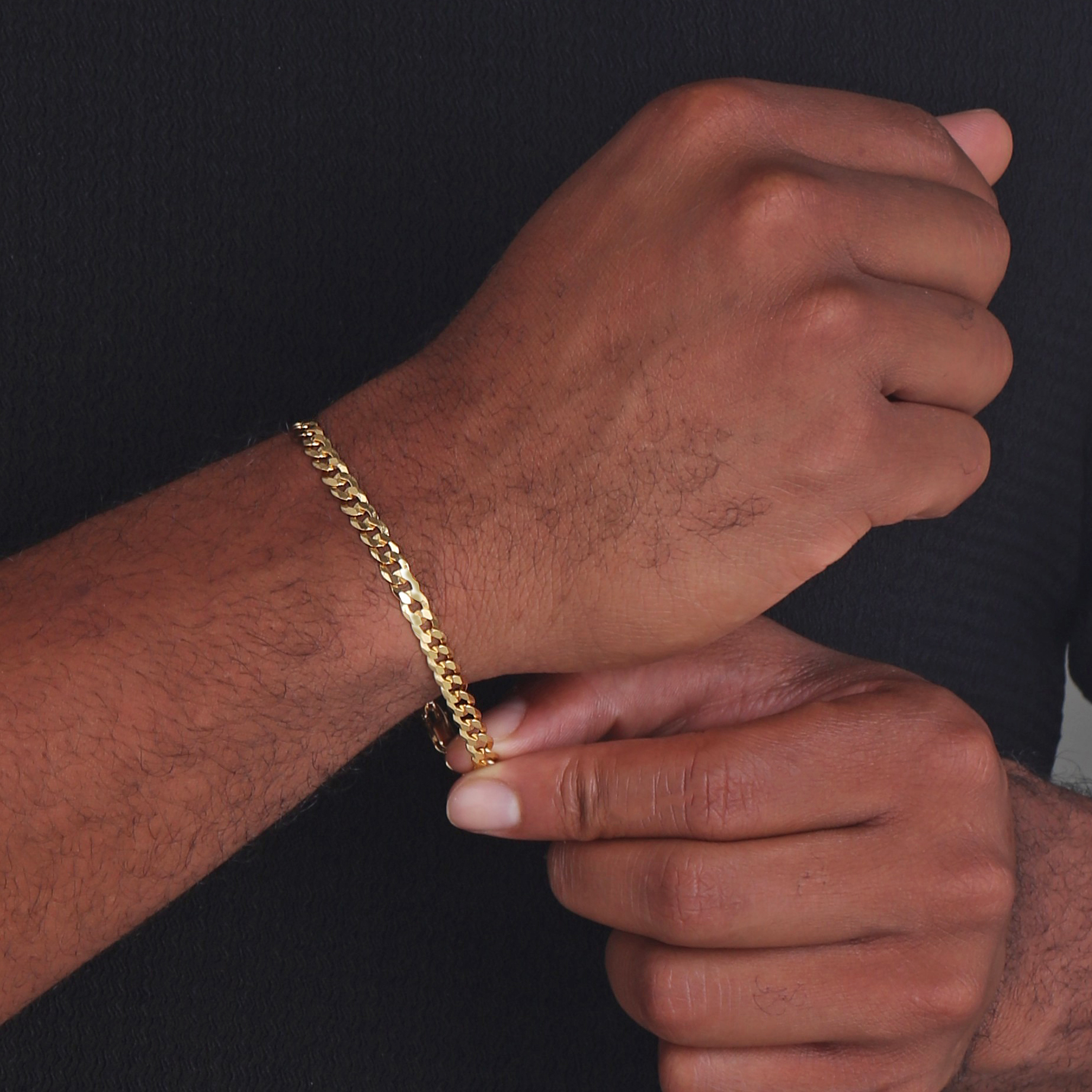 5mm-Flat-Cuban-Link-Bracelet-Yellow-Gold-b 5mm Flat Cuban Link Bracelet Yellow Gold b