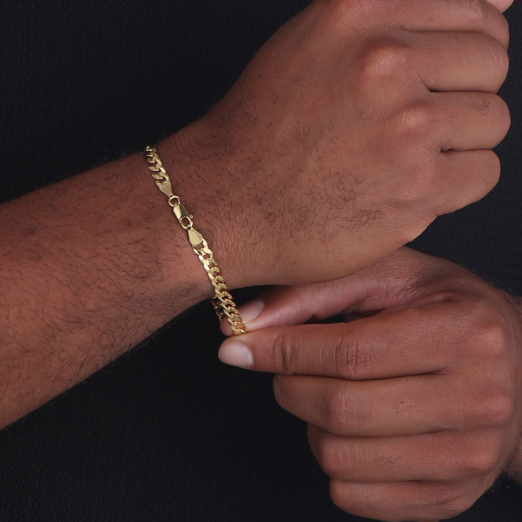 5mm-Flat-Cuban-Link-Bracelet-Yellow-Gold-c 5mm Flat Cuban Link Bracelet Yellow Gold c