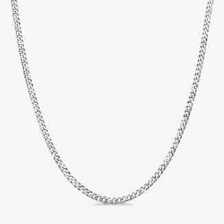 5mm Flat Cuban Link Chain Rhodium - a1