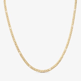 5mm Flat Cuban Link Chain Yellow Gold - a