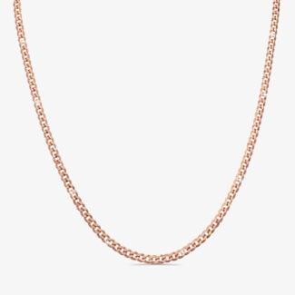 5mm Italian Sterling Silver Flat Cuban Chain 18kt rose gold - a
