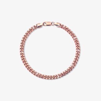 5mm Silver Cuban Link Lobster Bracelet Rose Gold - a