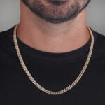 6mm Iced Out Cuban Link Chain Yellow Gold b