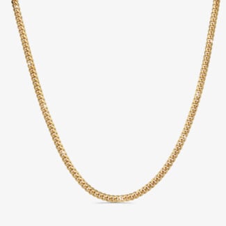 6mm Silver Cuban Link Box Clasp Chain Yellow Gold - a