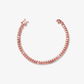 6mm cuban link box clasp bracelet rose gold - a