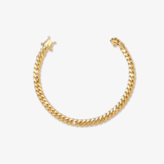 6mm cuban link bracelet box clasp yellow gold - a