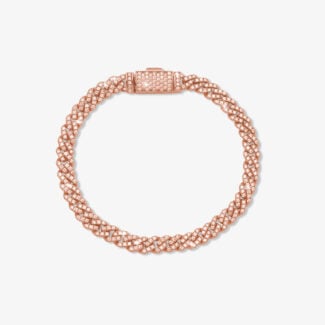 6mm iced out cuban link bracelet rose gold - a