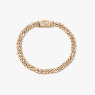 6mm iced out cuban link bracelet yellow gold - a