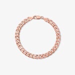 7mm Flat Cuban Link Bracelet Rose Gold - a