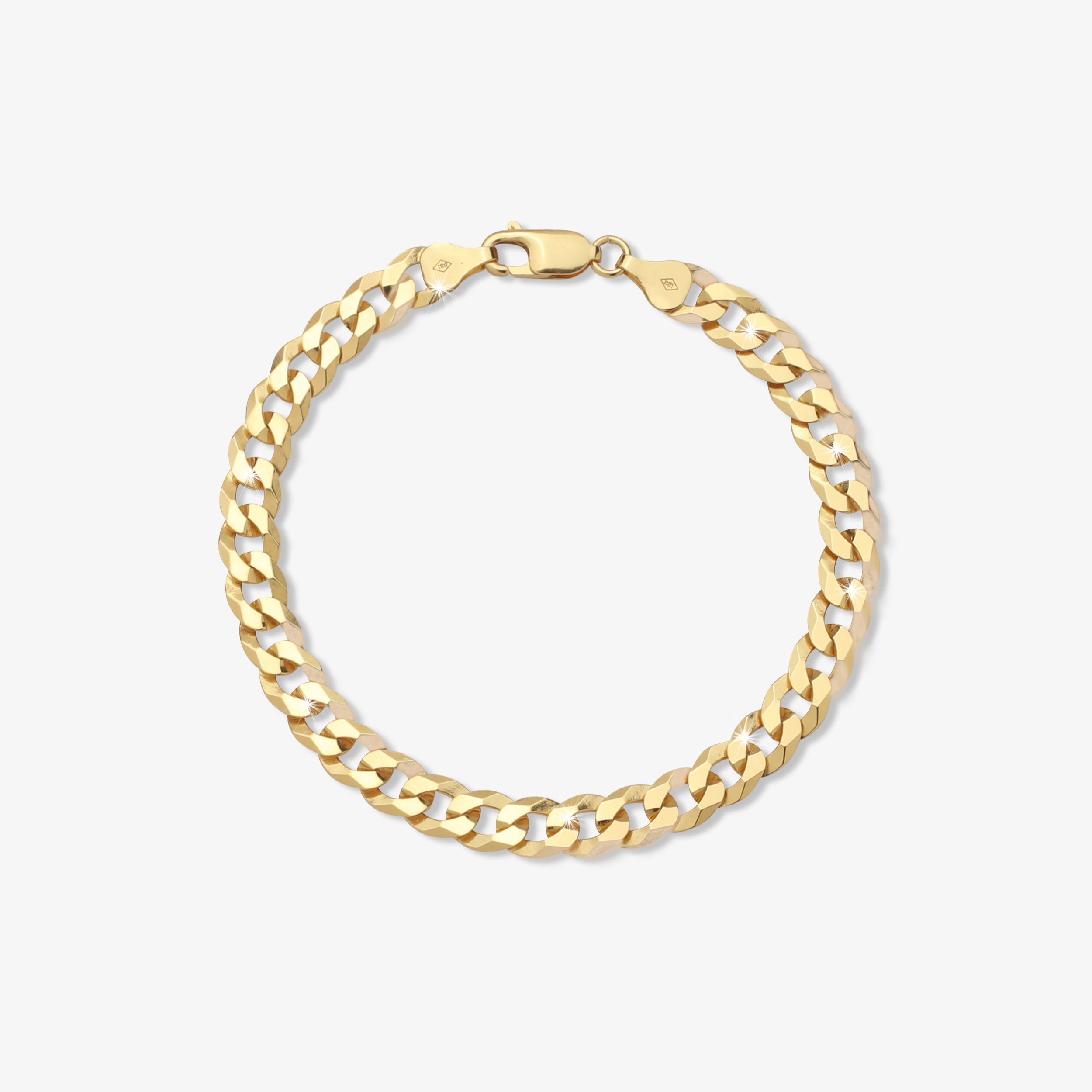 7mm-Flat-Cuban-Link-Bracelet-Yellow-Gold-a 7mm Flat Cuban Link Bracelet Yellow Gold - a