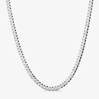 7mm Flat Cuban Link Chain Rhodium - a