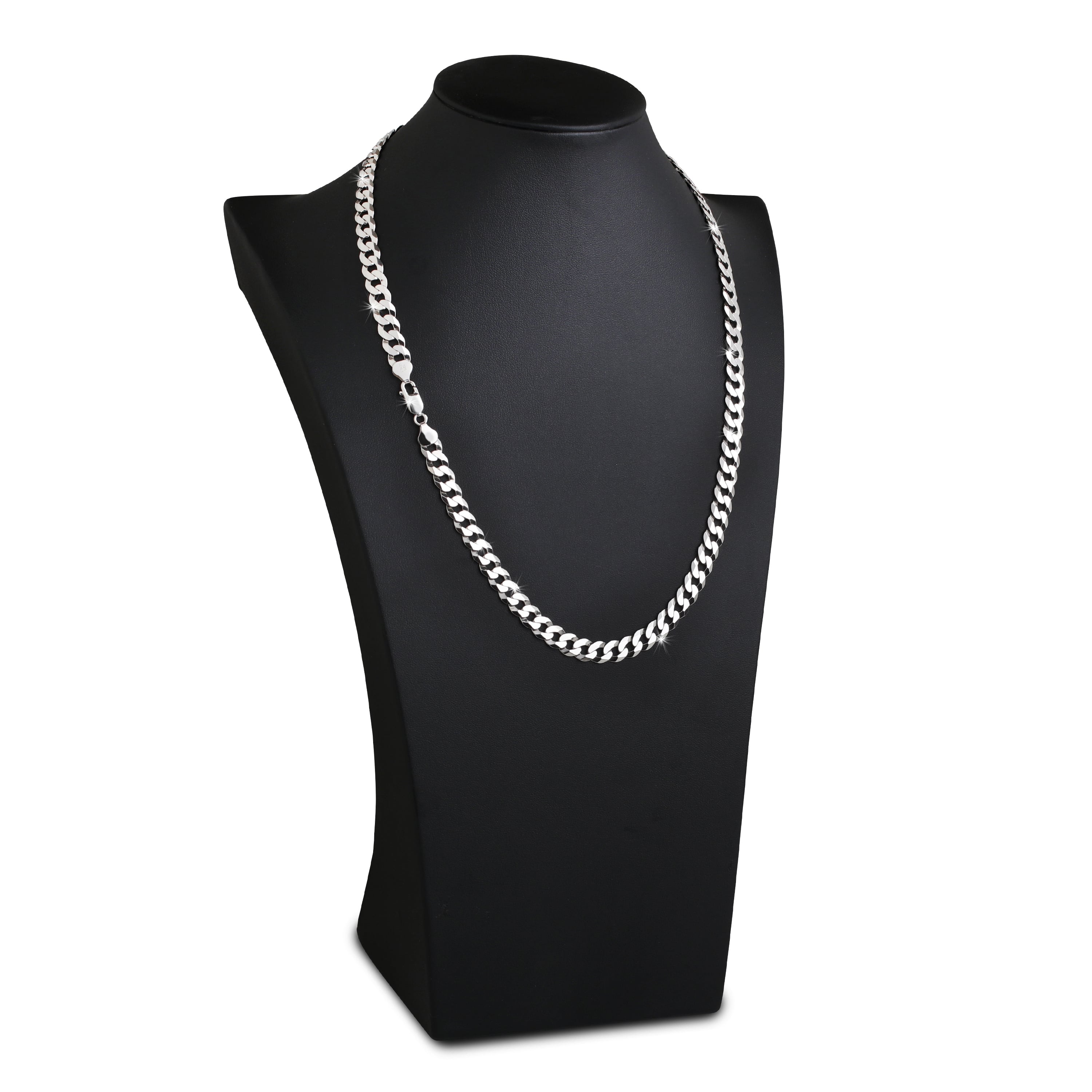 7mm-Flat-Cuban-Link-Chain-Rhodium-b 7mm Flat Cuban Link Chain Rhodium b