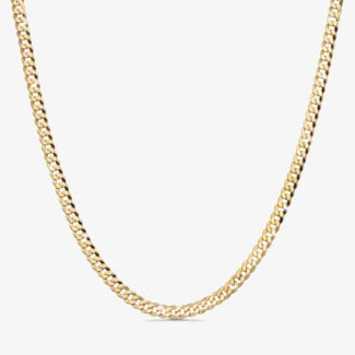 7mm Flat Cuban Link Chain Yellow Gold - a