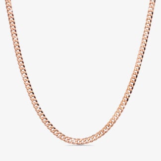 7mm Italian Sterling Silver Flat Cuban Chain 18kt rose gold - a