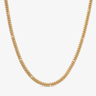 7mm Miami Cuban Lobster Clasp Chain Yellow Gold - a