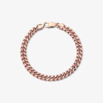 7mm Silver Cuban Link Lobster Bracelet Rose Gold - a