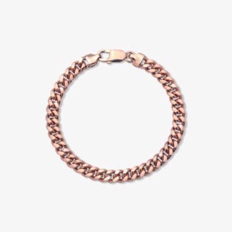7mm Silver Cuban Link Lobster Bracelet Rose Gold - a