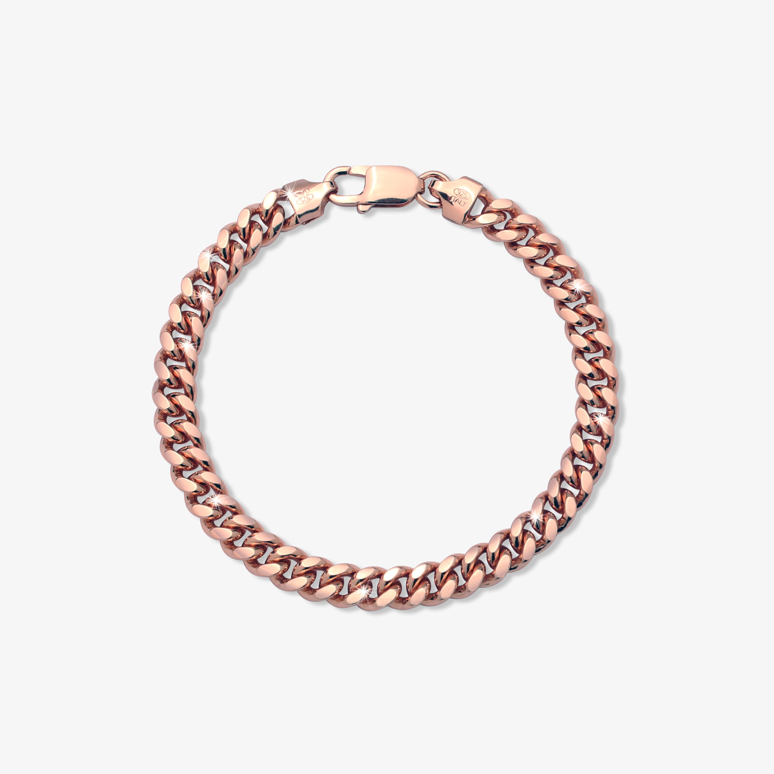 7mm-Silver-Cuban-Link-Lobster-Bracelet-Rose-Gold-a 7mm Silver Cuban Link Lobster Bracelet Rose Gold - a