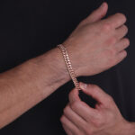 7mm Silver Cuban Link Lobster Bracelet Rose Gold b