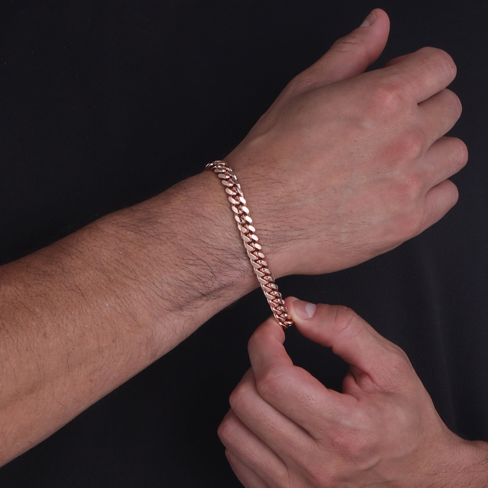7mm-Silver-Cuban-Link-Lobster-Bracelet-Rose-Gold-b 7mm Silver Cuban Link Lobster Bracelet Rose Gold b