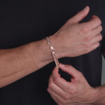 7mm Silver Cuban Link Lobster Bracelet Rose Gold c