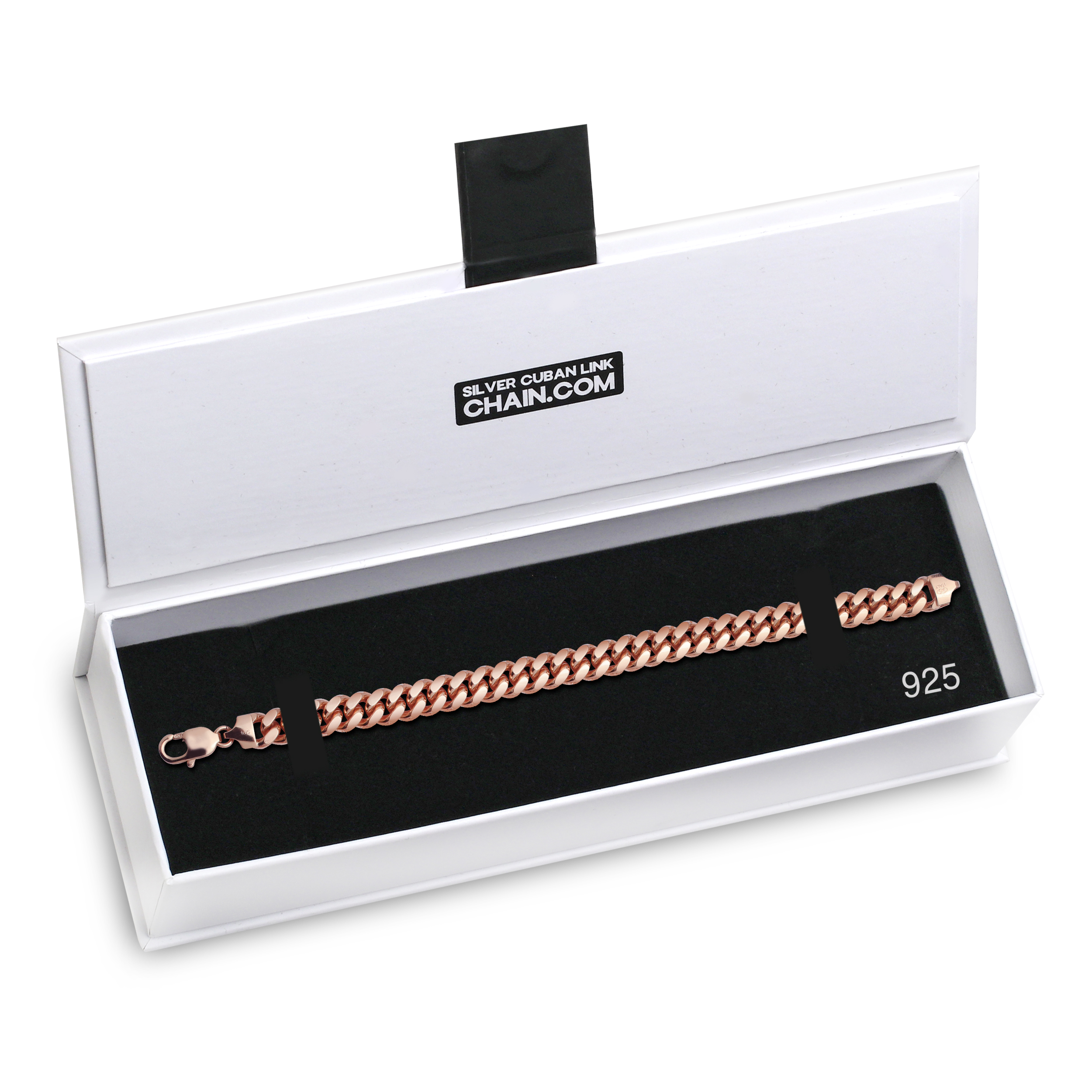 7mm-Silver-Cuban-Link-Lobster-Bracelet-Rose-Gold-f 7mm Silver Cuban Link Lobster Bracelet Rose Gold f