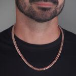 7mm Silver Cuban Link Lobster Chain Rose Gold b