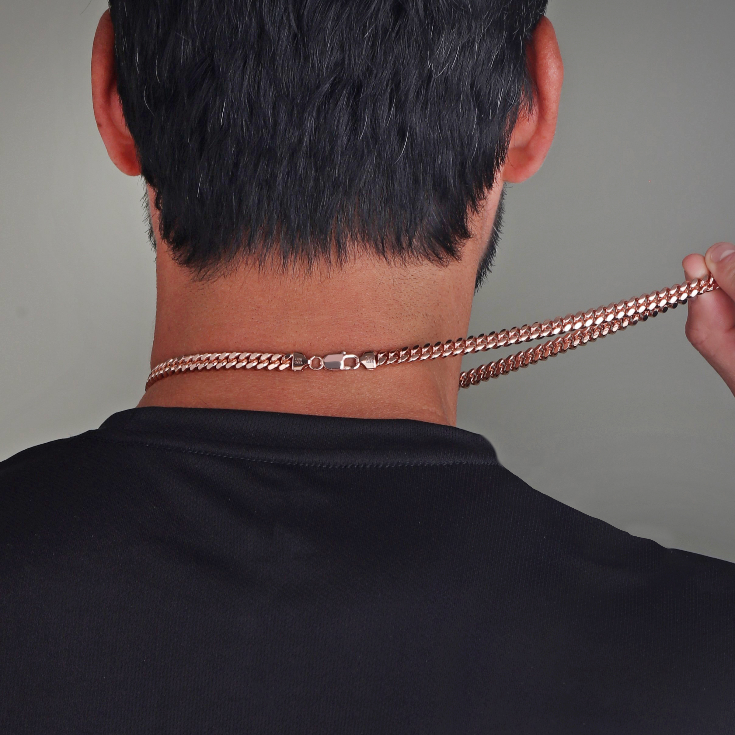 7mm-Silver-Cuban-Link-Lobster-Chain-Rose-Gold-c 7mm Silver Cuban Link Lobster Chain Rose Gold c