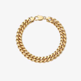 9mm Cuban link Lobster Clasp Bracelet Yellow Gold - a