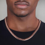 9mm Silver Cuban Link Box Clasp Chain Rose Gold b