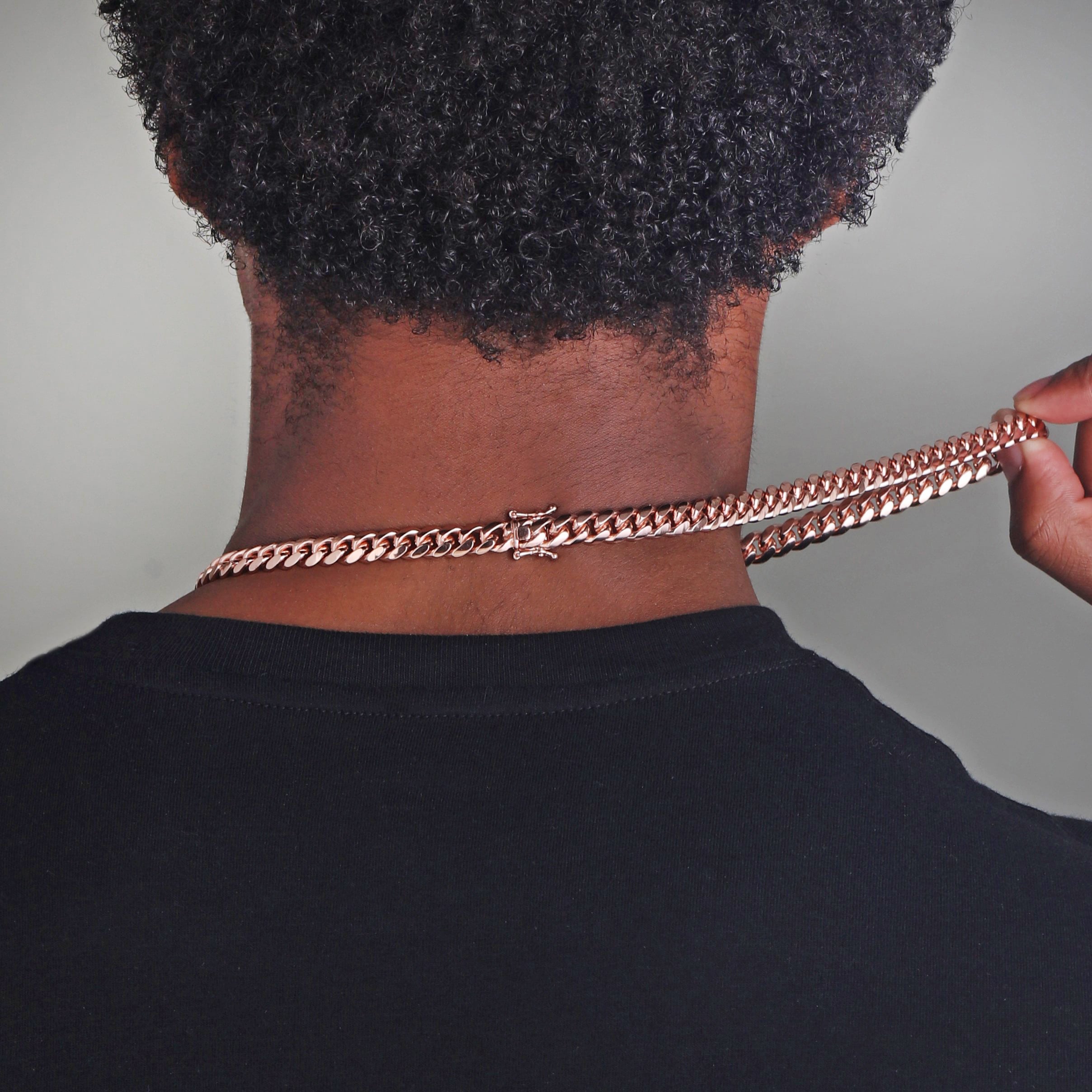 9mm-Silver-Cuban-Link-Box-Clasp-Chain-Rose-Gold-c 9mm Silver Cuban Link Box Clasp Chain Rose Gold c