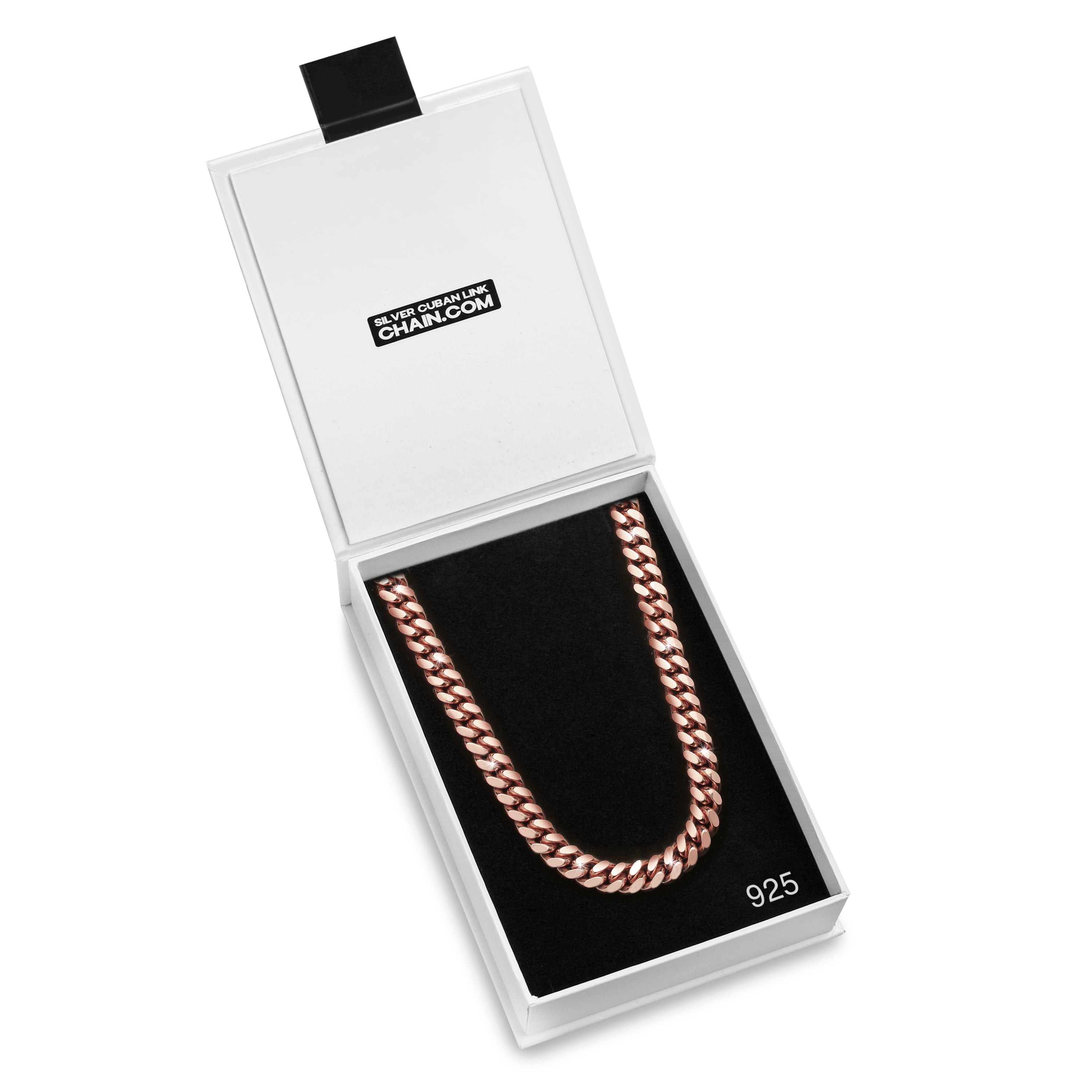 9mm-Silver-Cuban-Link-Box-Clasp-Chain-Rose-Gold-e 9mm Silver Cuban Link Box Clasp Chain Rose Gold e