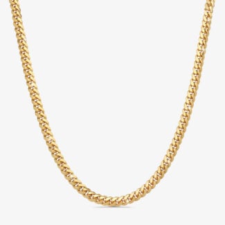 9mm Silver Cuban Link Box Clasp Chain Yellow Gold - a