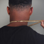 9mm Silver Cuban Link Box Clasp Chain Yellow Gold c