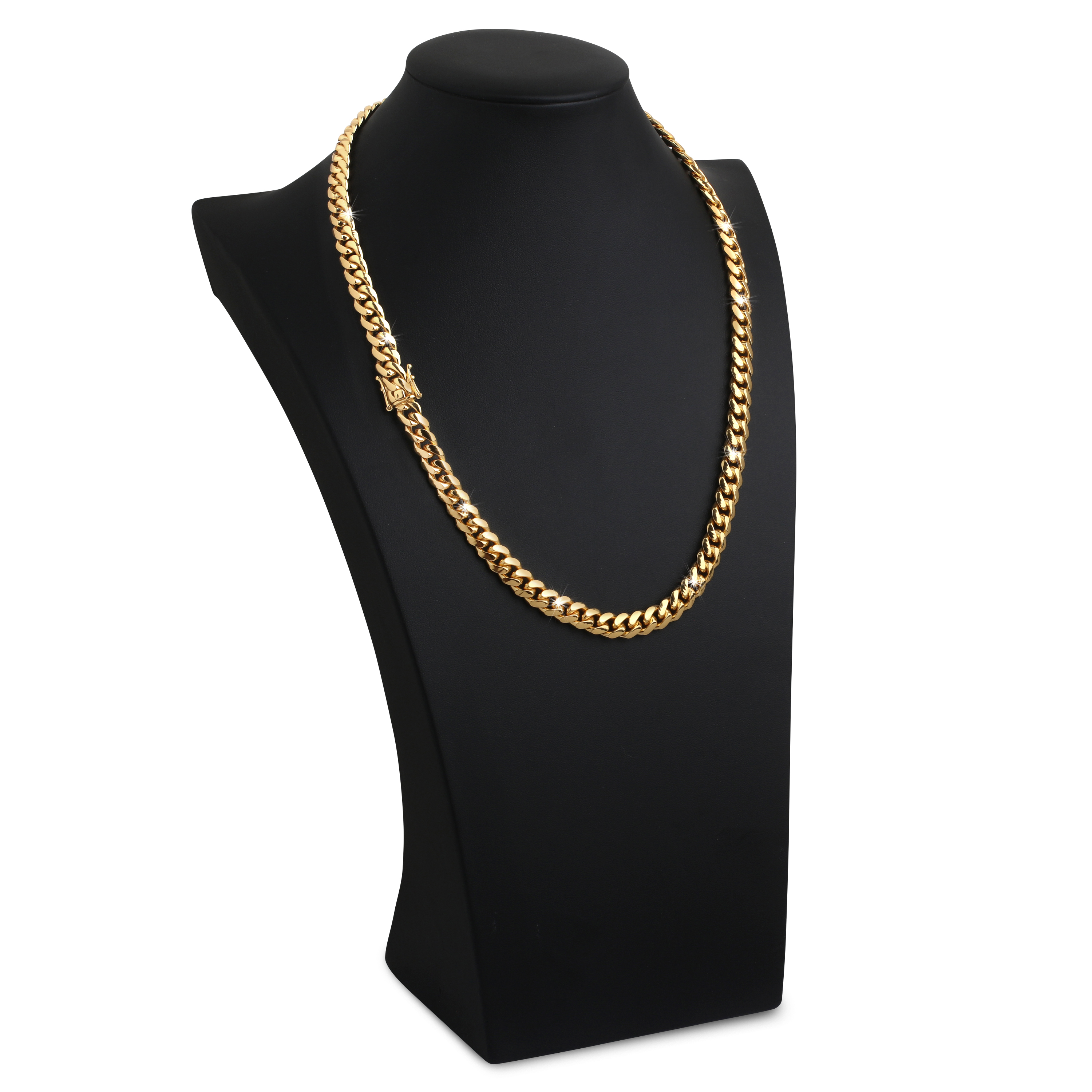 9mm-Silver-Cuban-Link-Box-Clasp-Chain-Yellow-Gold-d 9mm Silver Cuban Link Box Clasp Chain Yellow Gold d