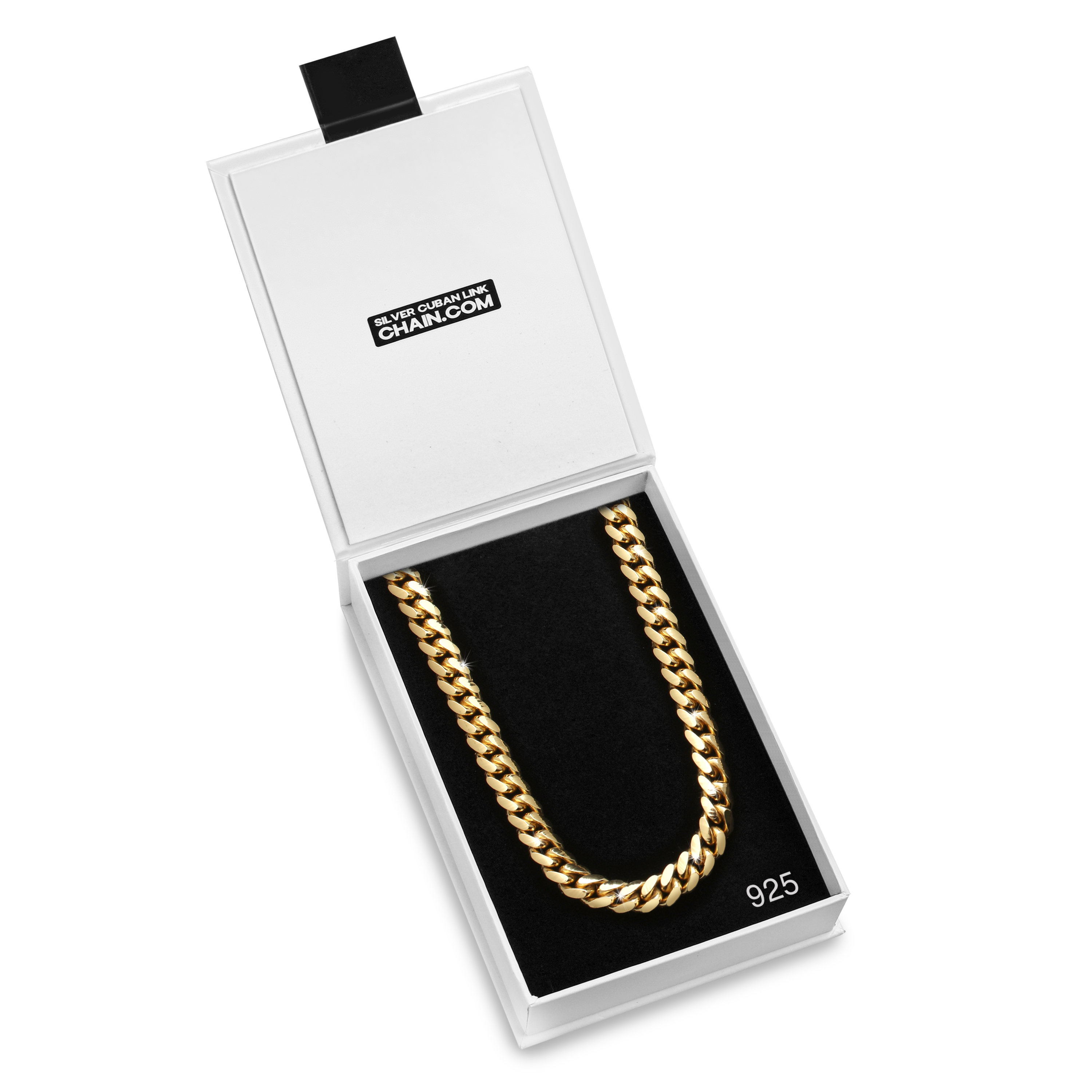9mm-Silver-Cuban-Link-Box-Clasp-Chain-Yellow-Gold-e 9mm Silver Cuban Link Box Clasp Chain Yellow Gold e