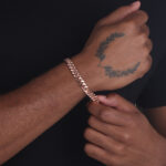 9mm Silver Cuban Link Lobster Bracelet Rose Gold b