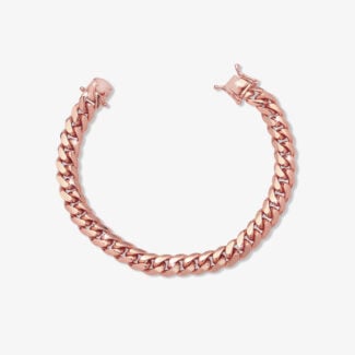 9mm cuban link box clasp bracelet rose gold - a1